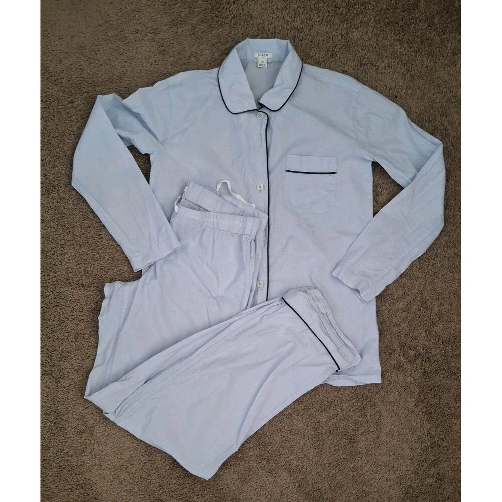 J.Crew Classic Pajama Set Size XXS Soft Blue Cotton Short Sleeve Minimalist